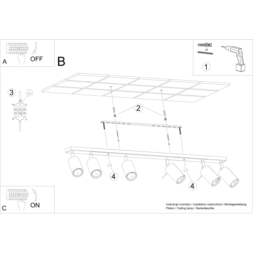 Spotlámpa RING 6L 6xGU10/10W/230V fehér