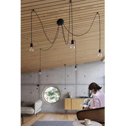 Csillár zsinóron EDISON 7 7xE27/60W/230V pók fekete