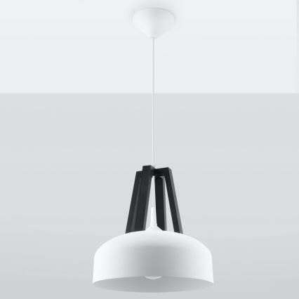 Csillár zsinóron CASCO 1xE27/60W/230V átm. 30 cm Nyírfa/bükkfa