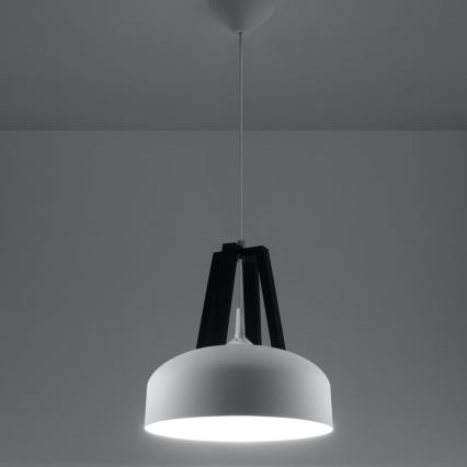 Csillár zsinóron CASCO 1xE27/60W/230V átm. 30 cm Nyírfa/bükkfa
