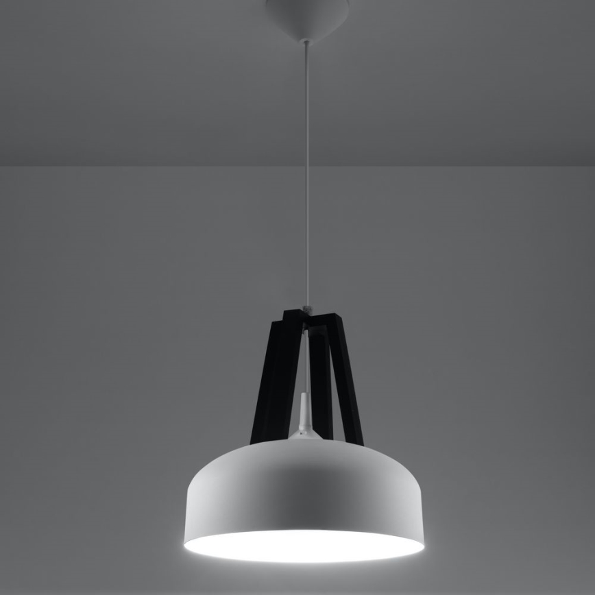 Csillár zsinóron CASCO 1xE27/60W/230V átm. 30 cm Nyírfa/bükkfa