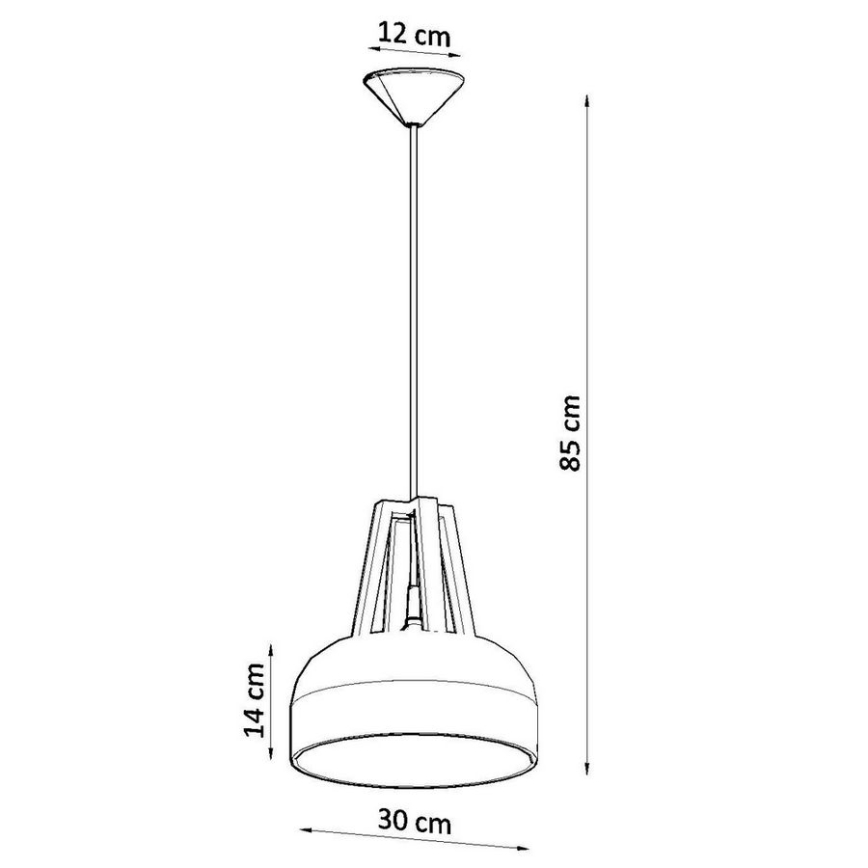 Csillár zsinóron CASCO 1xE27/60W/230V átm. 30 cm Nyírfa/bükkfa