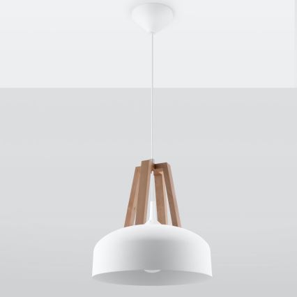 Csillár zsinóron CASCO 1xE27/60W/230V átm. 30 cm Nyírfa