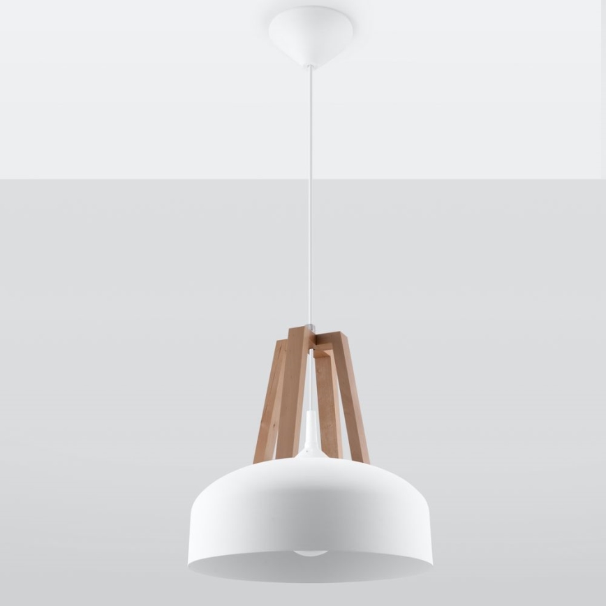 Csillár zsinóron CASCO 1xE27/60W/230V átm. 30 cm Nyírfa
