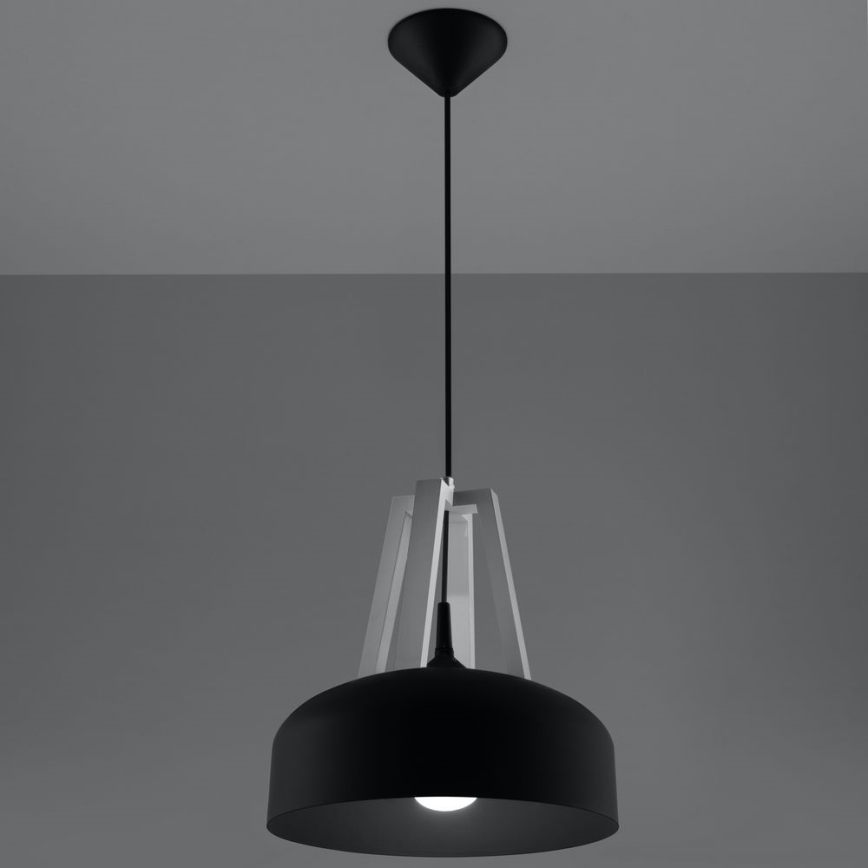 Csillár zsinóron CASCO 1xE27/60W/230V Nyírfa/bükkfa