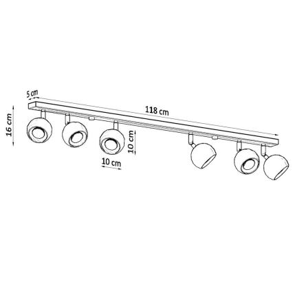 Mennyezeti spotlámpa OCULARE 6xGU10/10W/230V