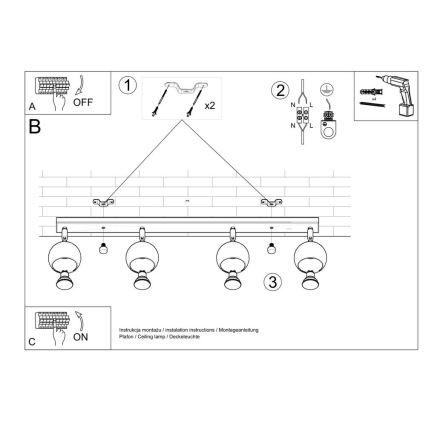 Mennyezeti spotlámpa OCULARE 4xGU10/10W/230V