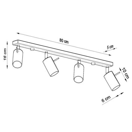 Mennyezeti spotlámpa RING 4xGU10/10W/230V