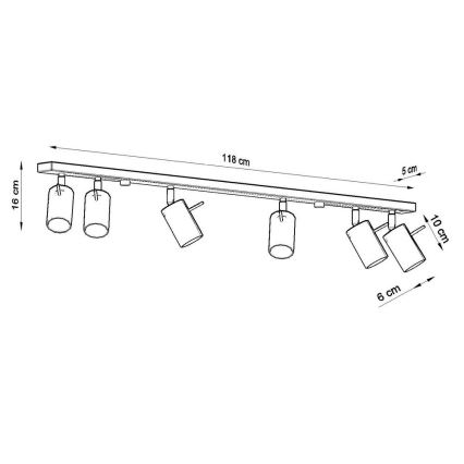 Mennyezeti spotlámpa RING 6xGU10/10W/230V