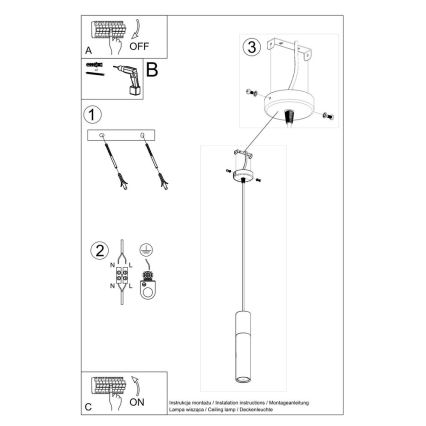 Csillár zsinóron PABLO 1xGU10/40W/230V fekete/bükkfa