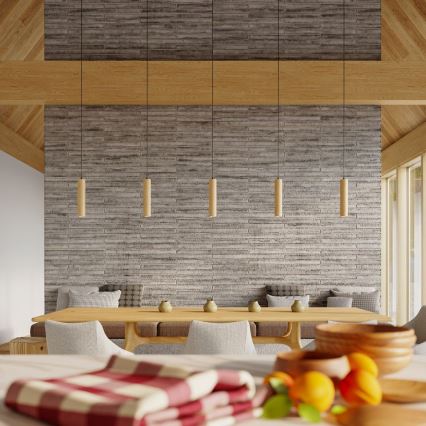 Csillár zsinóron LINO 3xGU10/40W/230V bükkfa