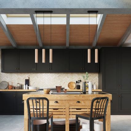 Csillár zsinóron LINO 3xGU10/40W/230V bükkfa