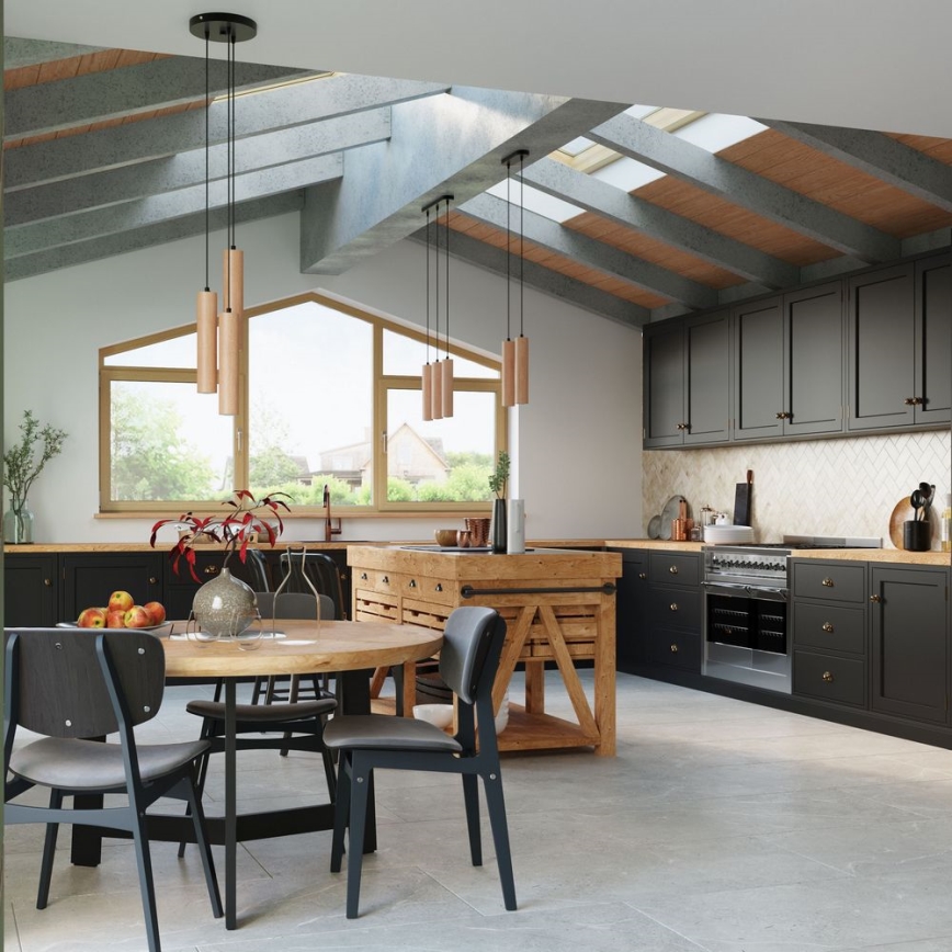 Csillár zsinóron LINO 3xGU10/40W/230V bükkfa