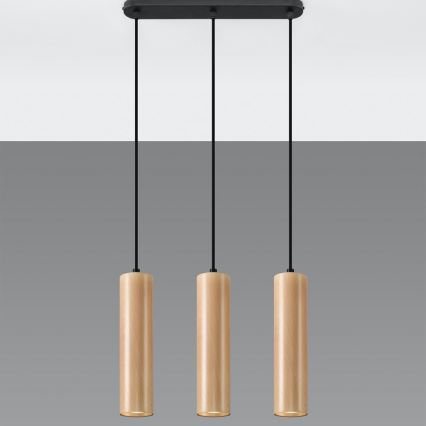 Csillár zsinóron LINO 3xGU10/40W/230V bükkfa