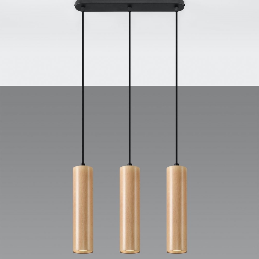 Csillár zsinóron LINO 3xGU10/40W/230V bükkfa