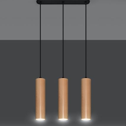 Csillár zsinóron LINO 3xGU10/40W/230V bükkfa