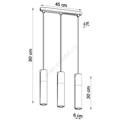 BORGIO függeszték kábellel 3xGU10/40W/230V beton/fém fehér