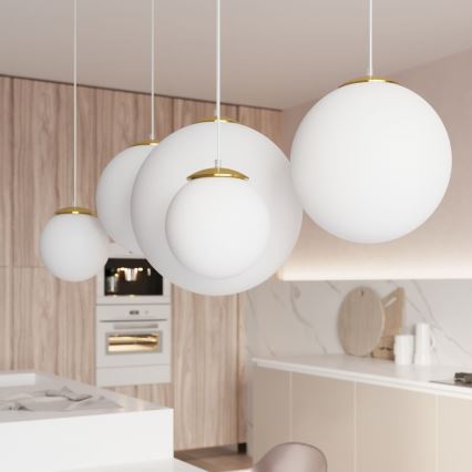 TOYA kábeles csillár 1xE27/60W/230V, átmérő 20 cm, fehér/arany
