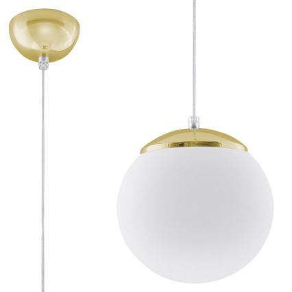 TOYA kábeles csillár 1xE27/60W/230V, átmérő 20 cm, fehér/arany