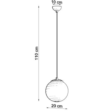 TOYA kábeles csillár 1xE27/60W/230V, átmérő 20 cm, fehér/arany