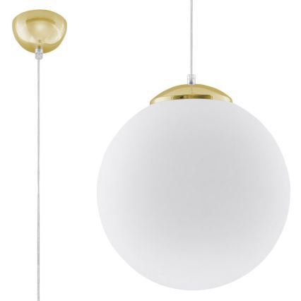 TOYA kábellel függesztett csillár 1xE27/60W/230V, Ø 30 cm, fehér/arany