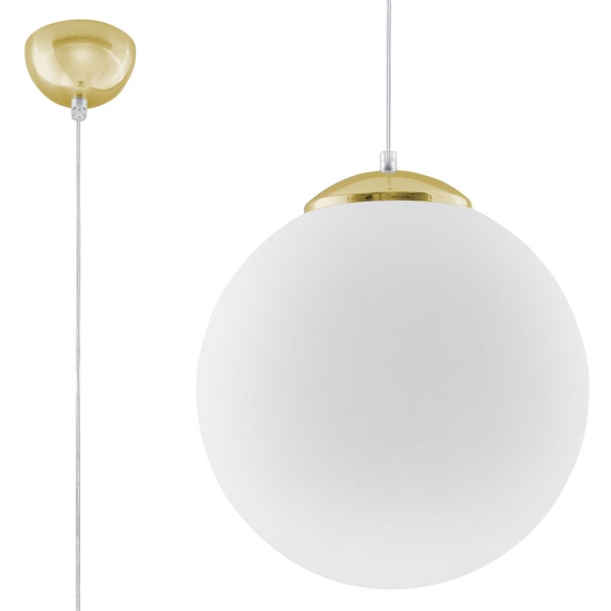TOYA kábellel függesztett csillár 1xE27/60W/230V, Ø 30 cm, fehér/arany