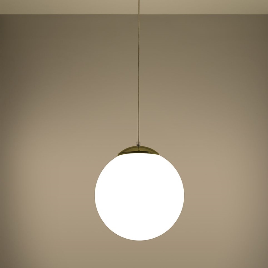 TOYA kábellel függesztett csillár 1xE27/60W/230V, Ø 30 cm, fehér/arany