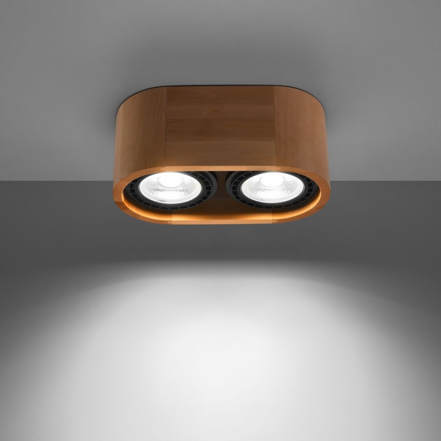 Mennyezeti lámpa BASIC AR111 2xGU10/40W/230V bükkfa