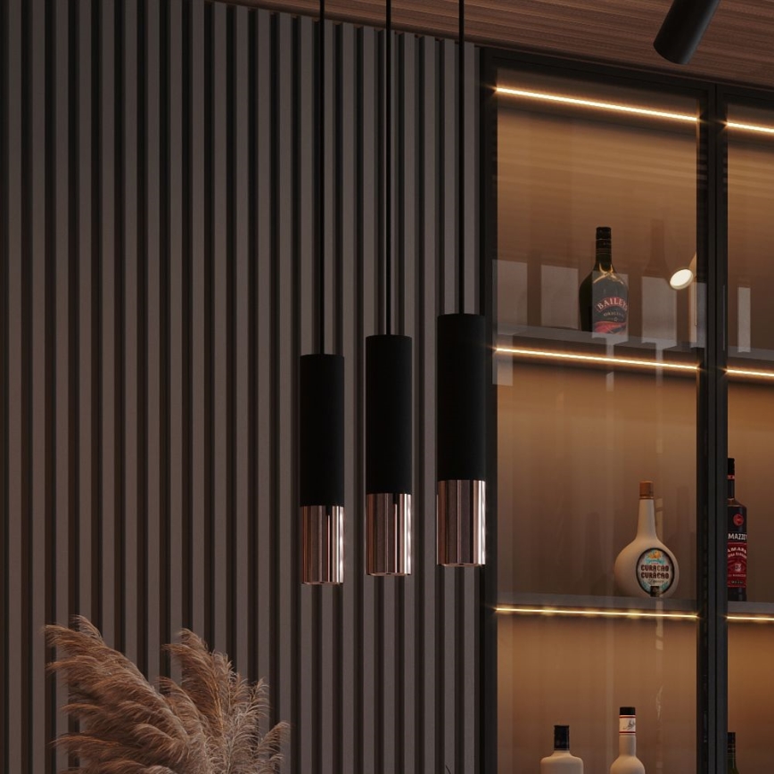 Csillár zsinóron LOOPEZ 1xGU10/10W/230V fekete/réz