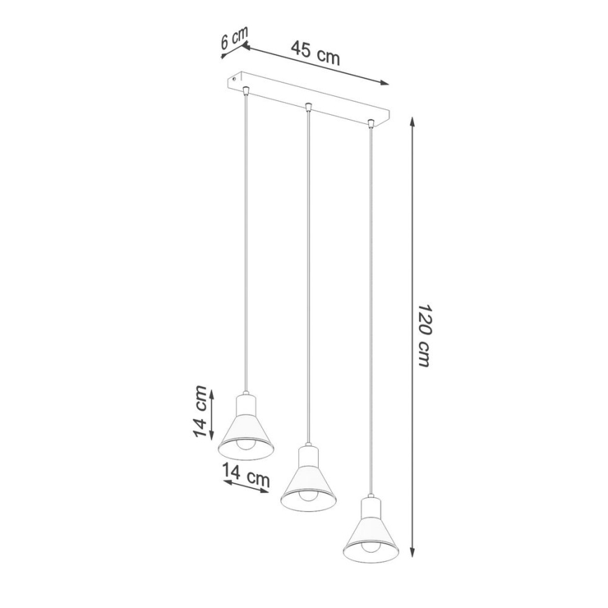 Csillár zsinóron TALEJA 3xE27/60W/230V fekete