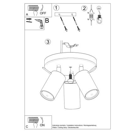 Spotlámpa RING 3xGU10/10W/230V fekete