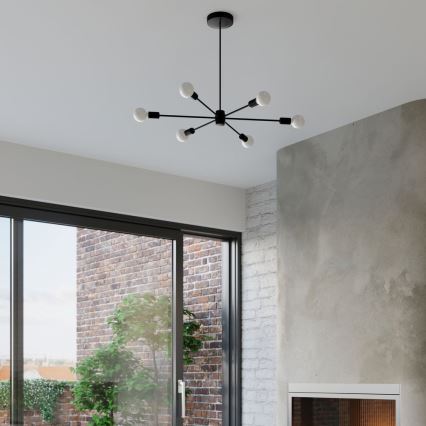 Csillár rúdon LANGO 3xE27/60W/230V fekete