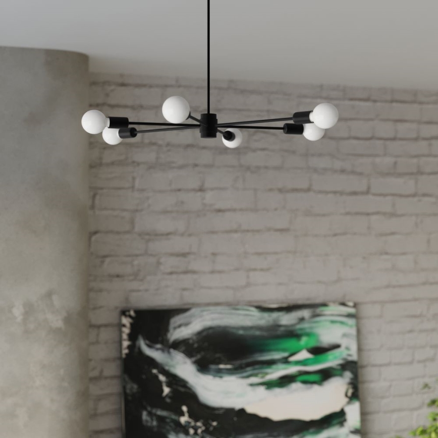 Csillár rúdon LANGO 3xE27/60W/230V fekete