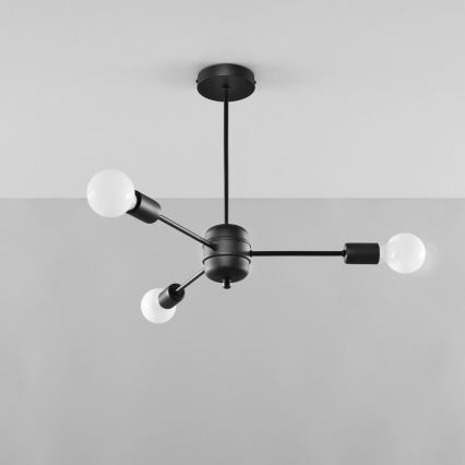 Csillár rúdon LANGO 3xE27/60W/230V fekete