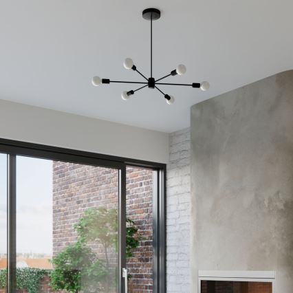 Csillár rúdon LANGO 5xE27/60W/230V fekete