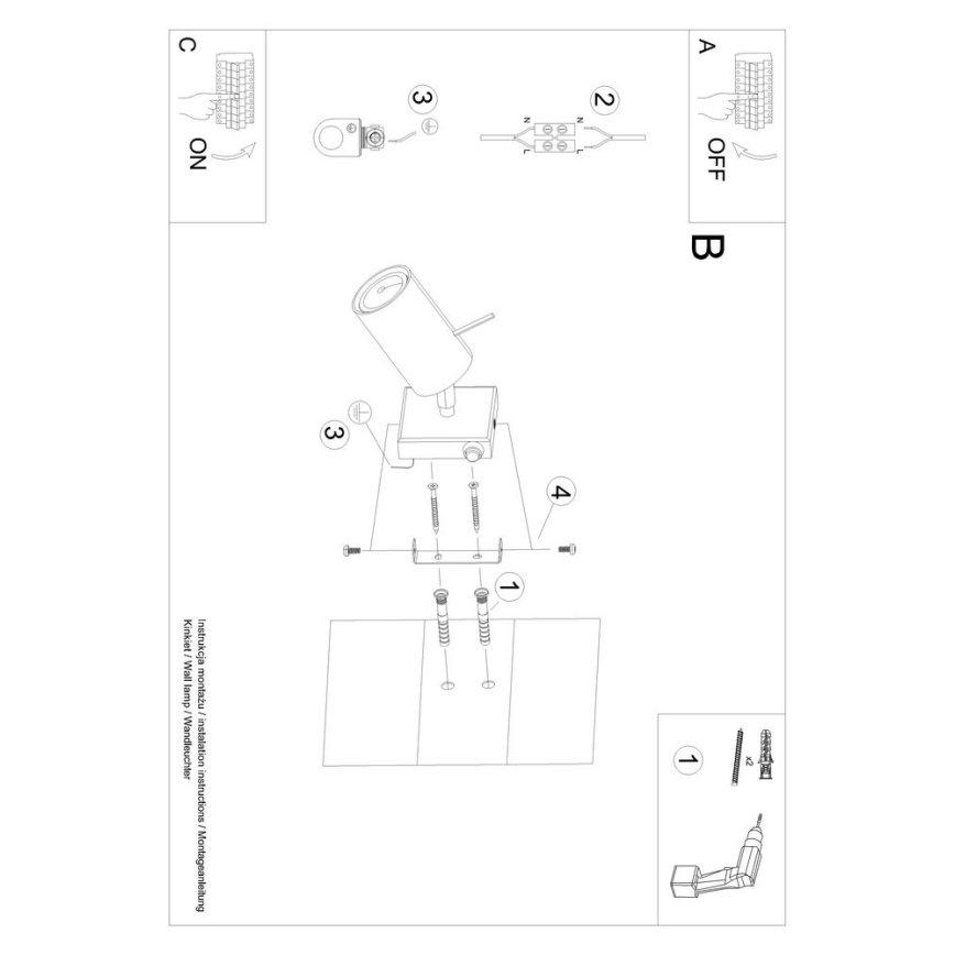 Fali spotlámpa RING 1xGU10/10W/230V fekete