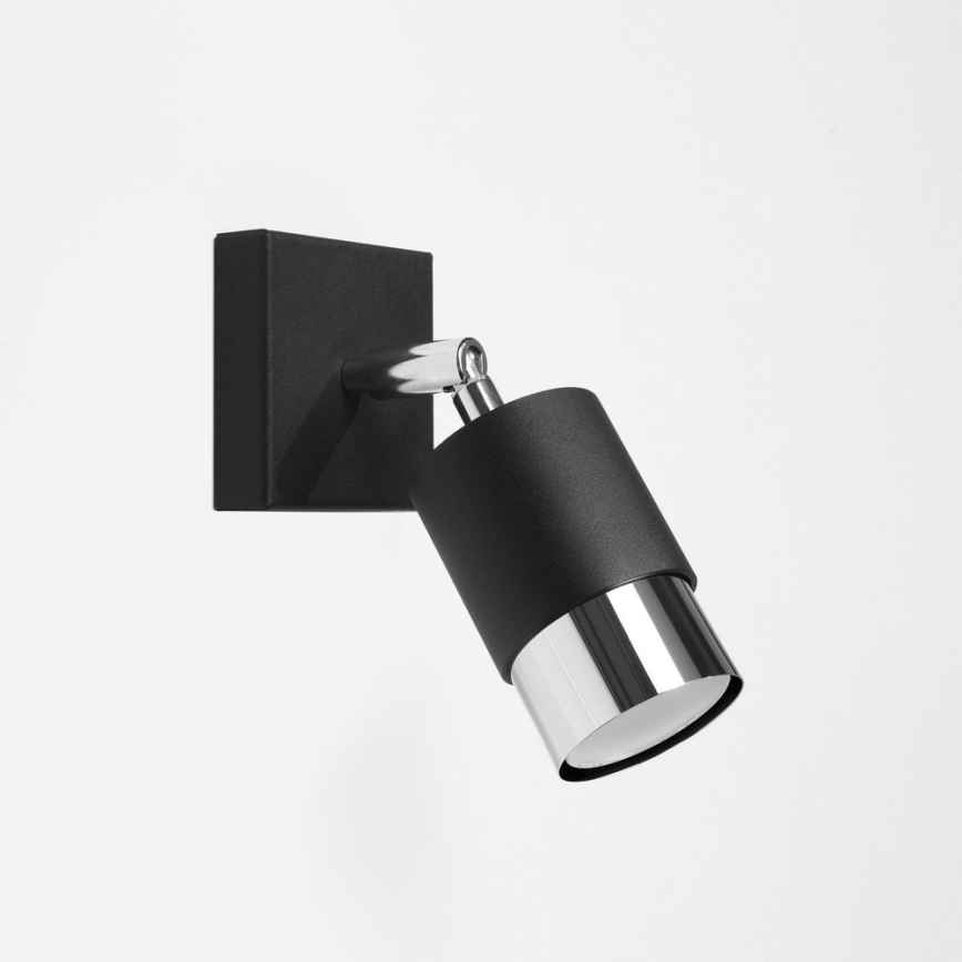 Fali spotlámpa NERO 1xGU10/40W/230V fekete/fényes króm