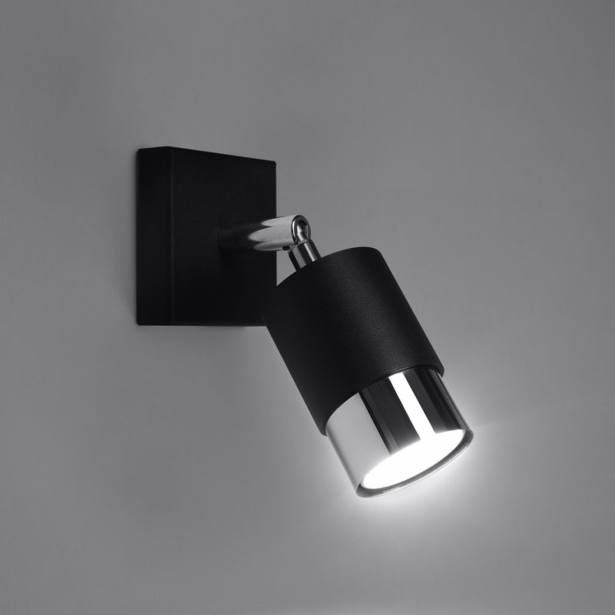 Fali spotlámpa NERO 1xGU10/40W/230V fekete/fényes króm