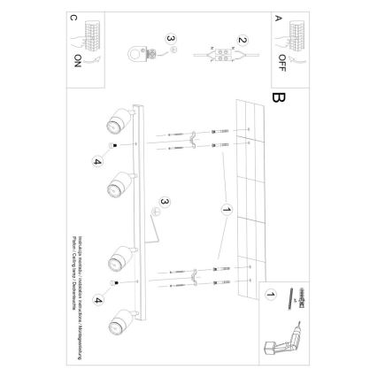 Spotlámpa NERO 4xGU10/40W/230V fekete/arany