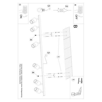 Spotlámpa NERO 6xGU10/40W/230V fekete/arany
