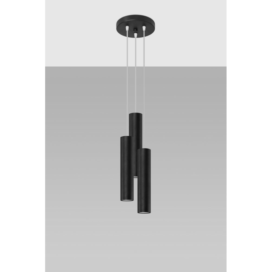 Csillár zsinóron LAGOS 3xGU10/10W/230V fekete