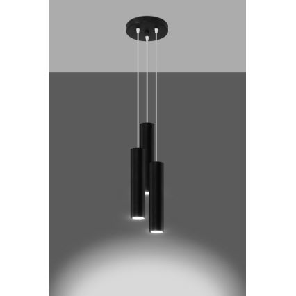 Csillár zsinóron LAGOS 3xGU10/10W/230V fekete