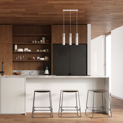 Csillár zsinóron BORGIO 3xGU10/40W/230V beton/metál fehér