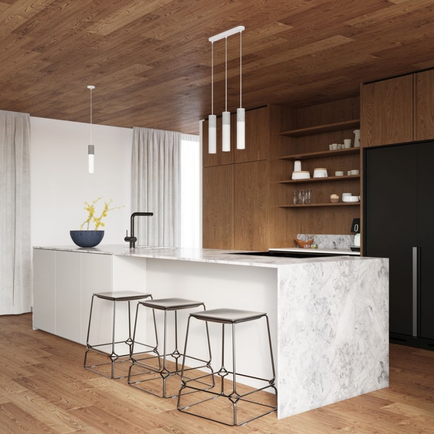 Csillár zsinóron BORGIO 3xGU10/40W/230V beton/metál fehér