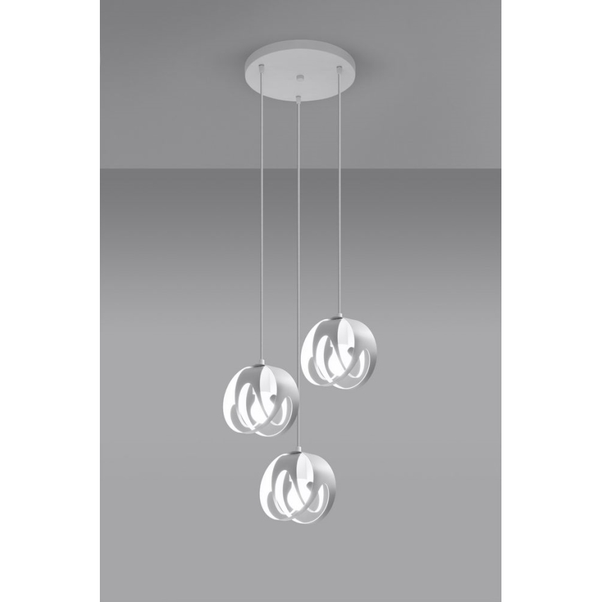 Csillár zsinóron TULOS 3xE27/60W/230V fehér