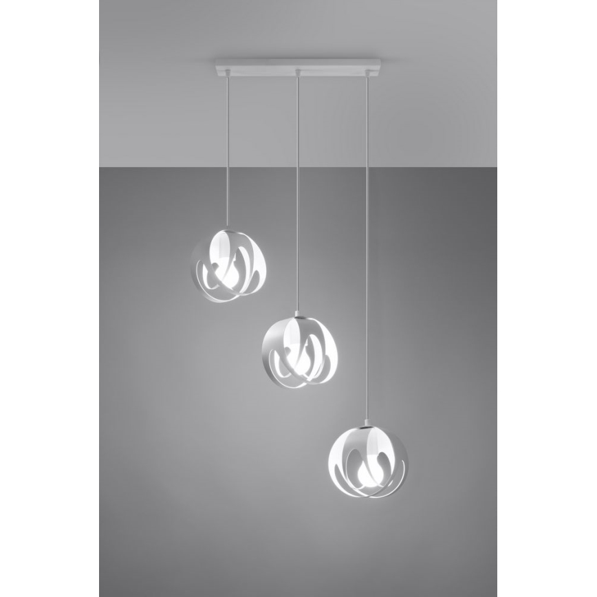 Csillár zsinóron TULOS 3xE27/60W/230V fehér