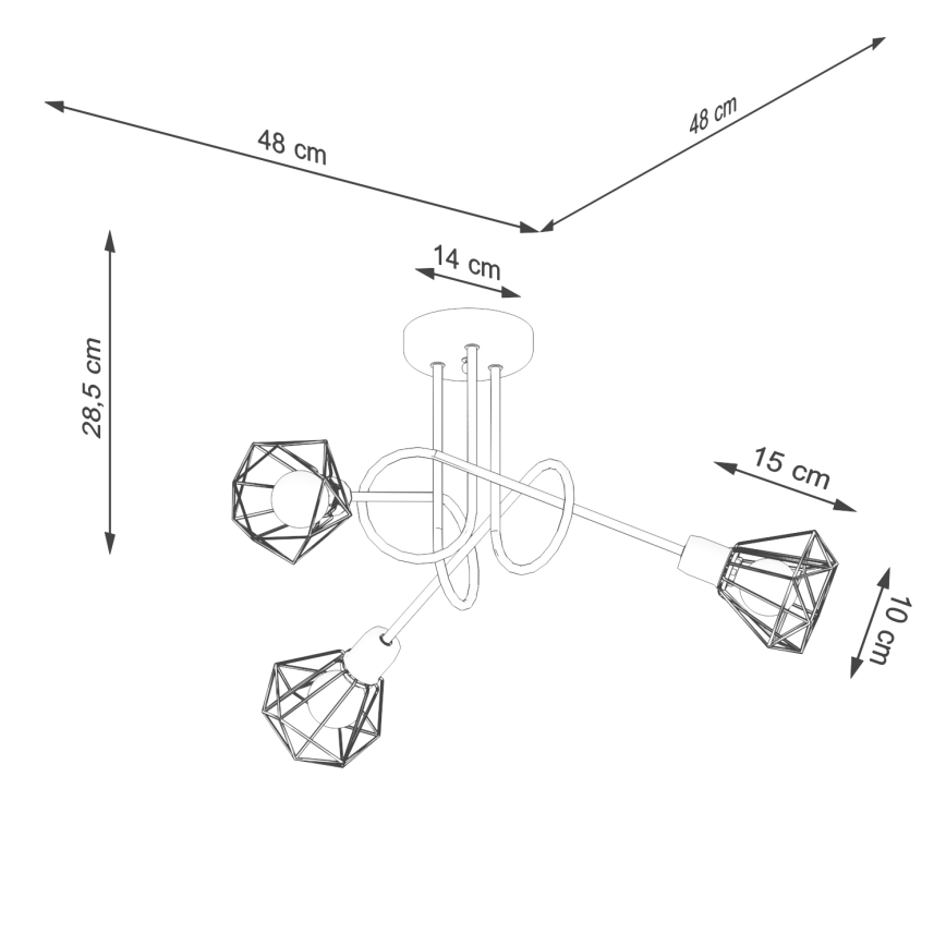 Csillár rúdon ARTEMIS 3xE14/40W/230V fekete