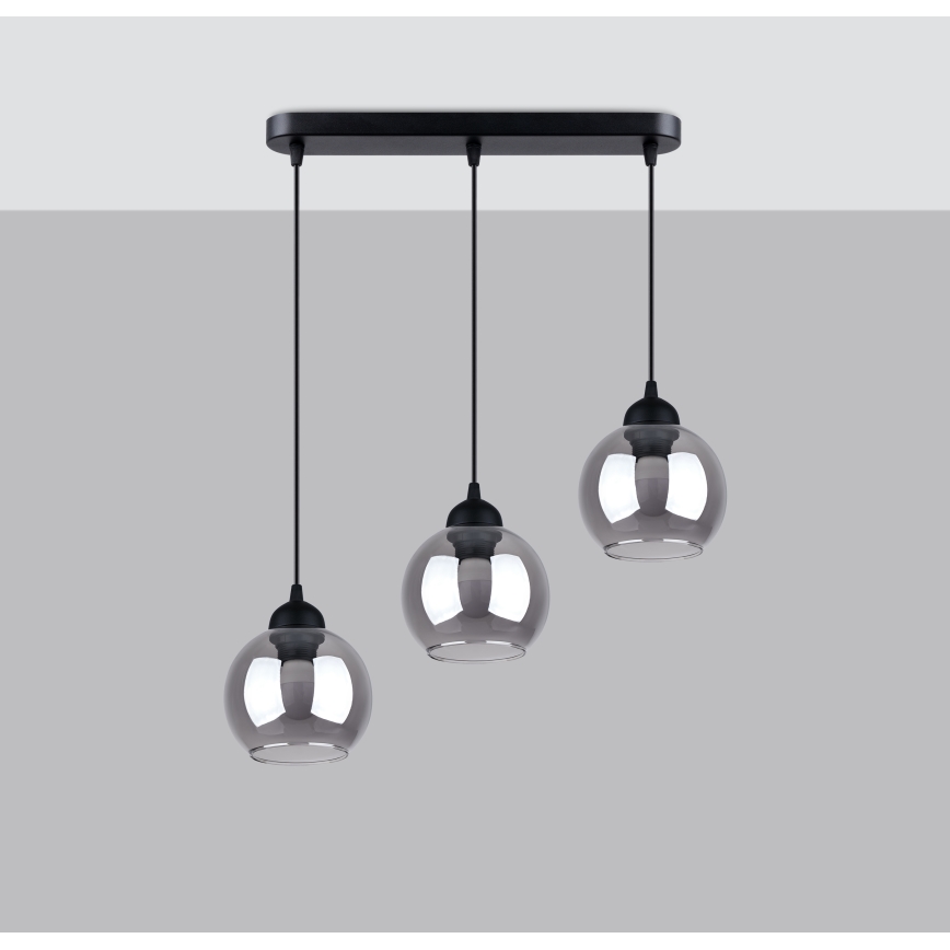 Csillár zsinóron ALINO 3xE27/60W/230V fekete