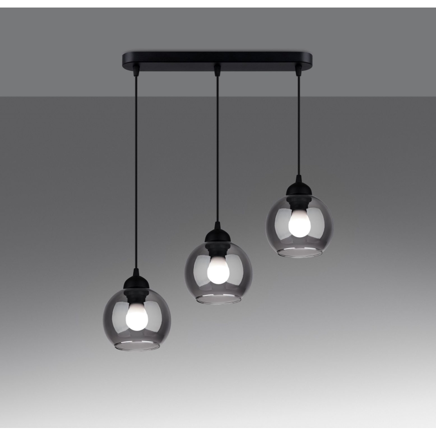Csillár zsinóron ALINO 3xE27/60W/230V fekete
