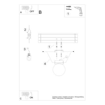 Mennyezeti lámpa YOLI 1xG9/12W/230V fekete